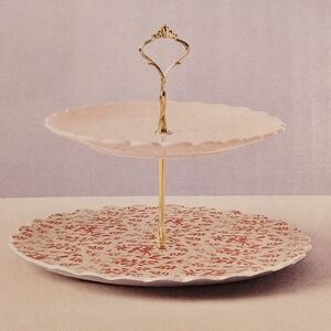 Bridgerton Pink Floral Two Tier Tea Tray